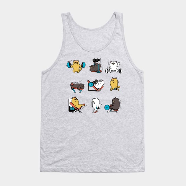 Leg Day with Cat Cat Tank Top by huebucket